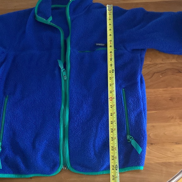 Patagonia Vintage 1989 Royal Blue Fleece Jacket with Green Trim 25501 Medium - Picture 5 of 15